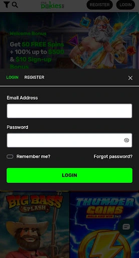 Login page on the website, where you will have to enter credentials